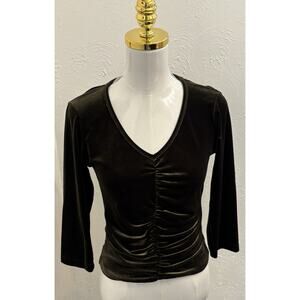 Vintage XOXO Brown Velvet Long Sleeve Top Size Large Goth Forest Fairy